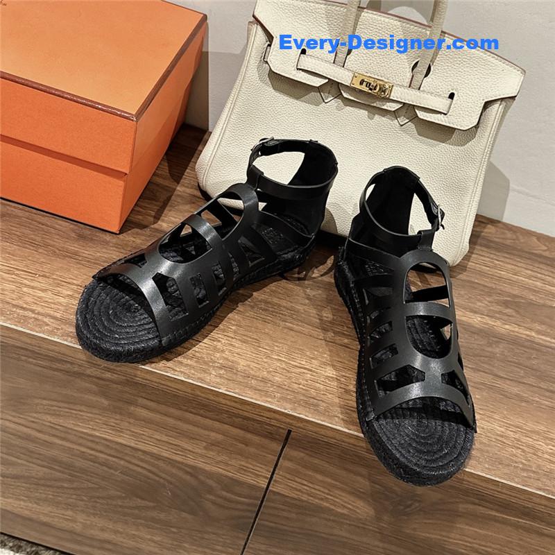 H**me5 cutout pig nose espadrille sandals