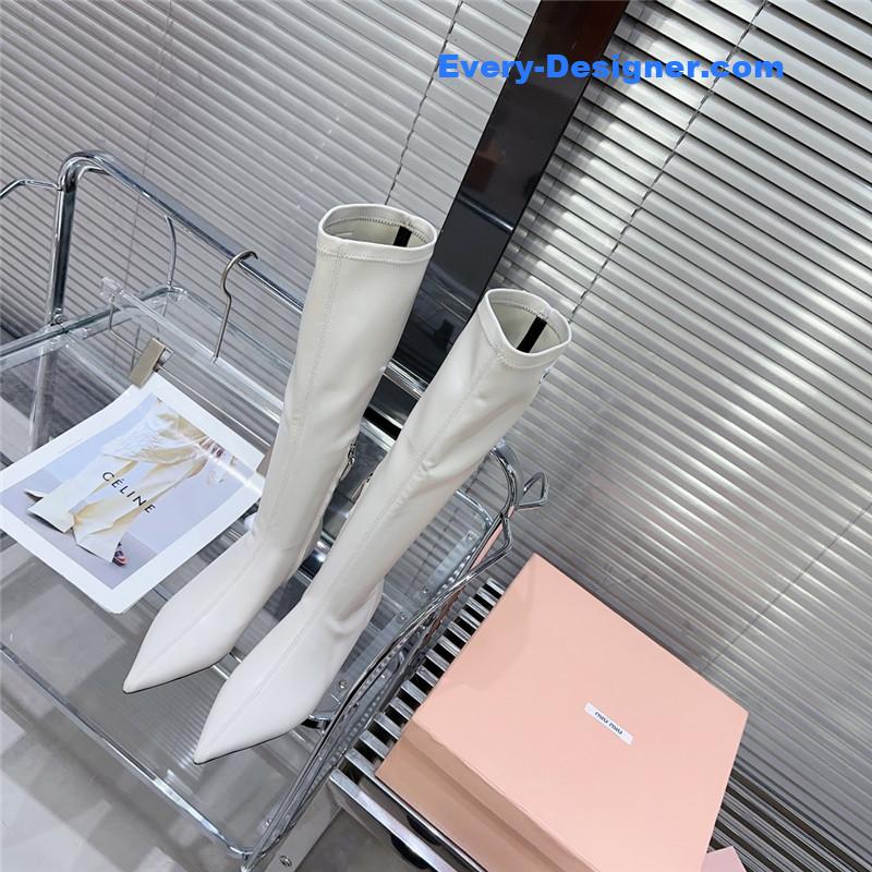 M1um1u autumn and winter new pointed mid-calf boots boots
