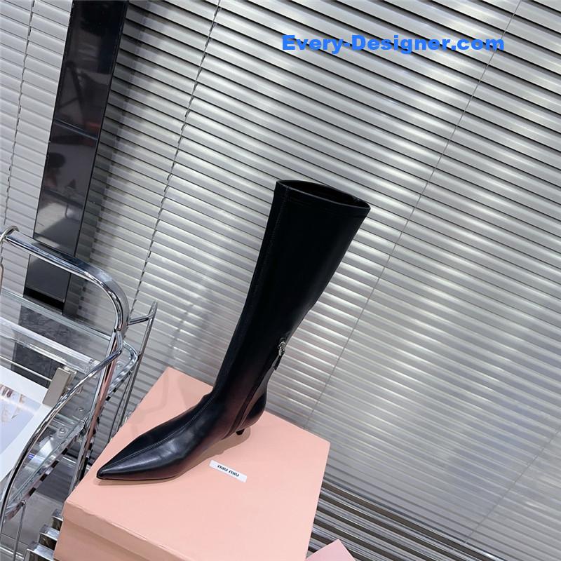 M1um1u autumn and winter new pointed mid-calf boots boots