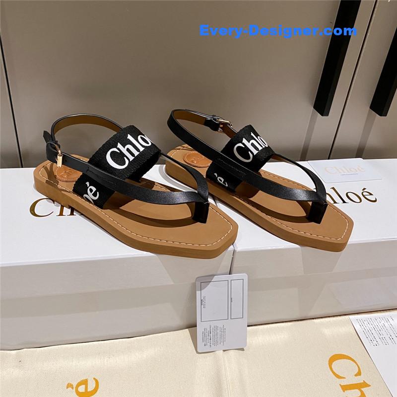 Chloe Cross Woven Strap Flip Sandals