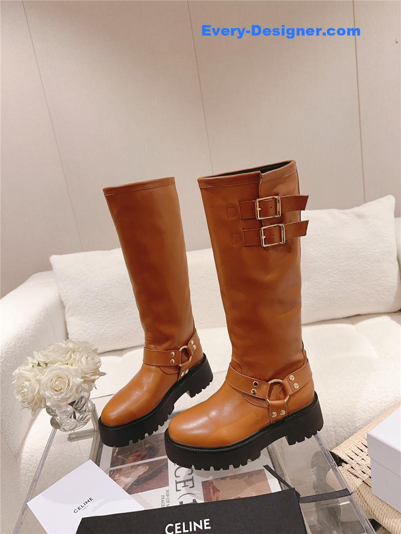 Ce1i*e belt buckle long riding boots