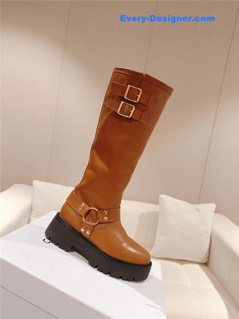 Ce1i*e belt buckle long riding boots