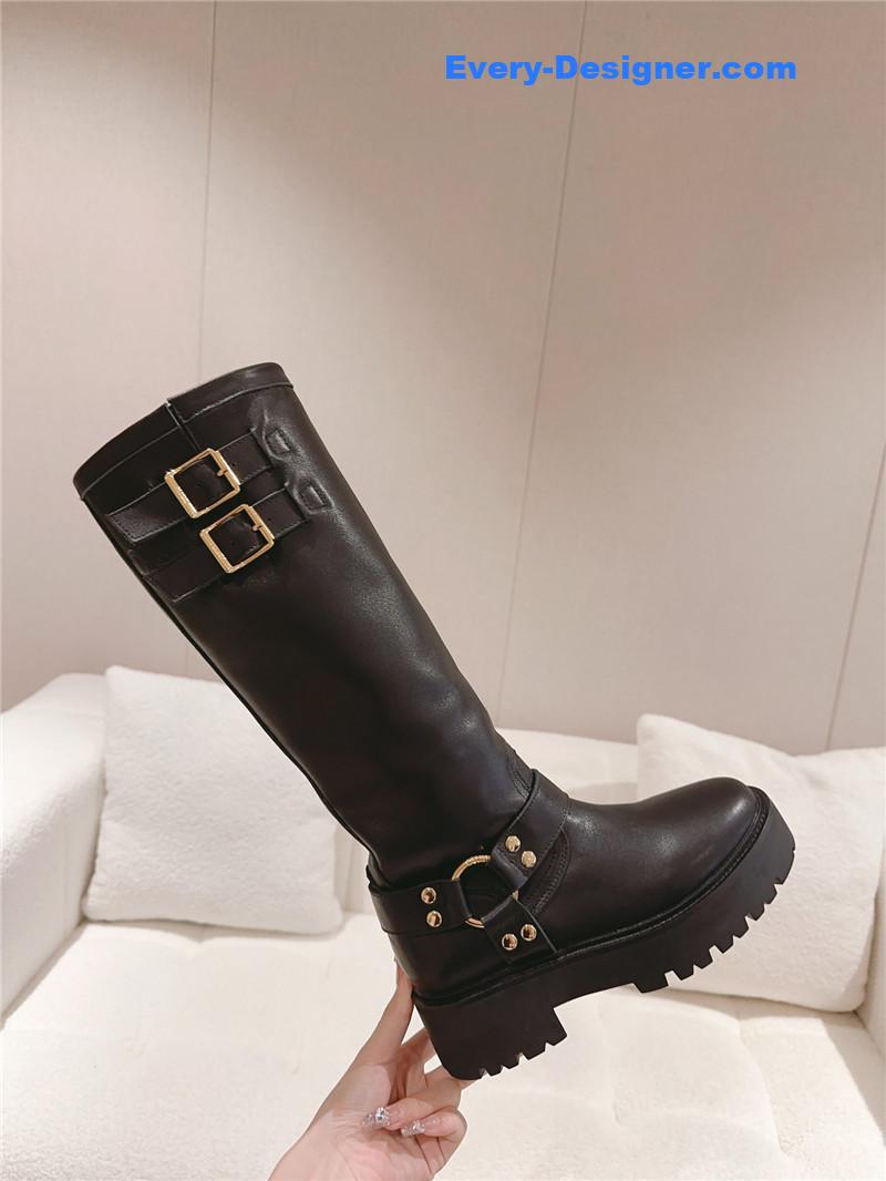 Ce1i*e belt buckle long riding boots