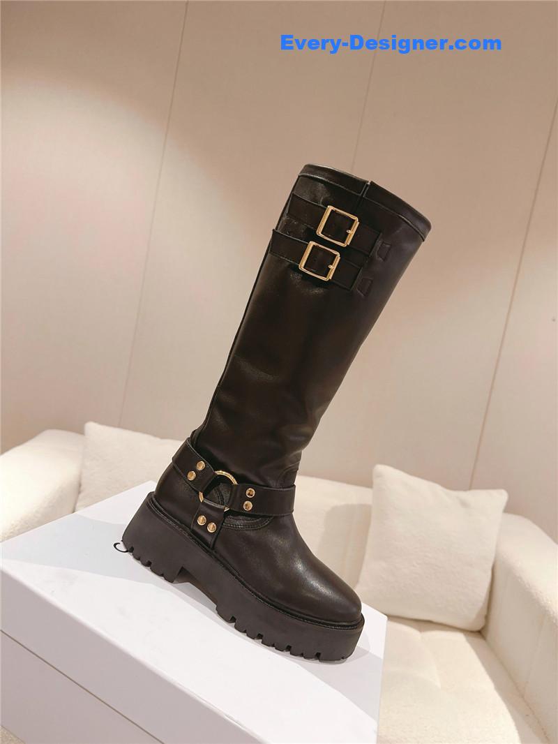 Ce1i*e belt buckle long riding boots
