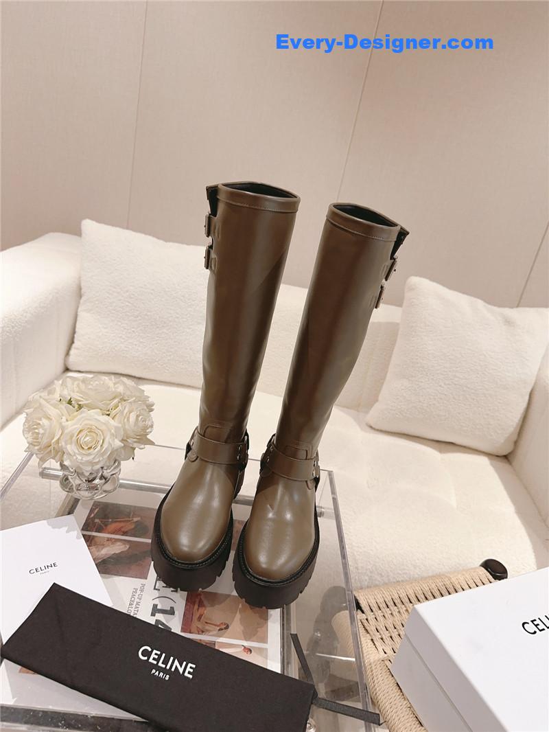 Ce1i*e belt buckle long riding boots