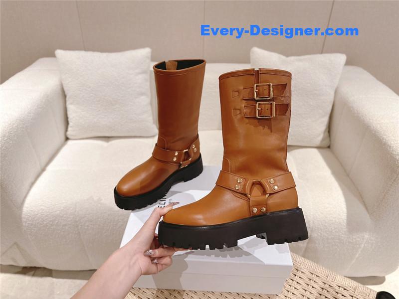 Ce1i*e belt buckle mid calf boots