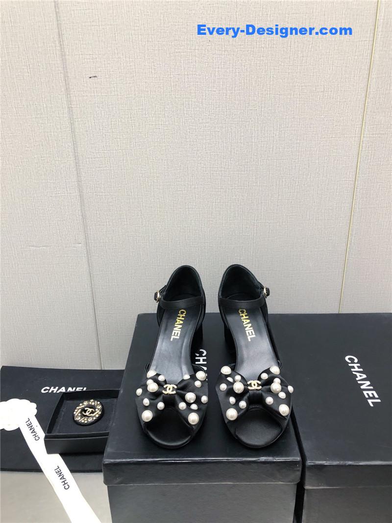 CC new small fragrant pearl buckle Mary Jane shoes