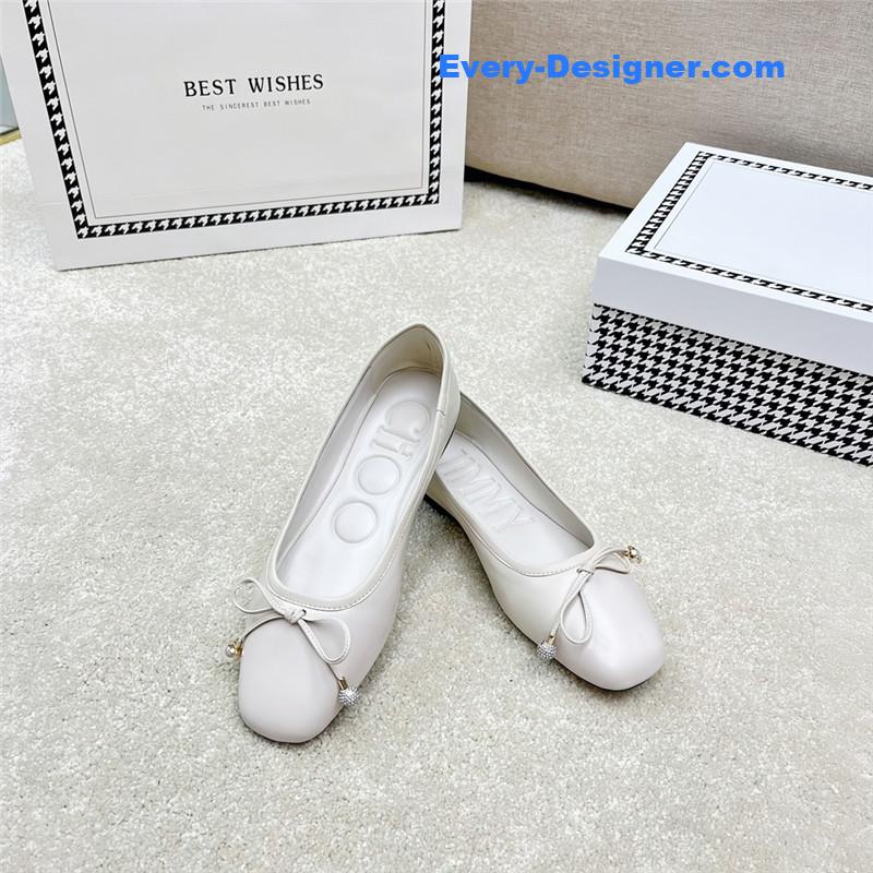 J1m*y Ch00 pearl bow ballerina flats