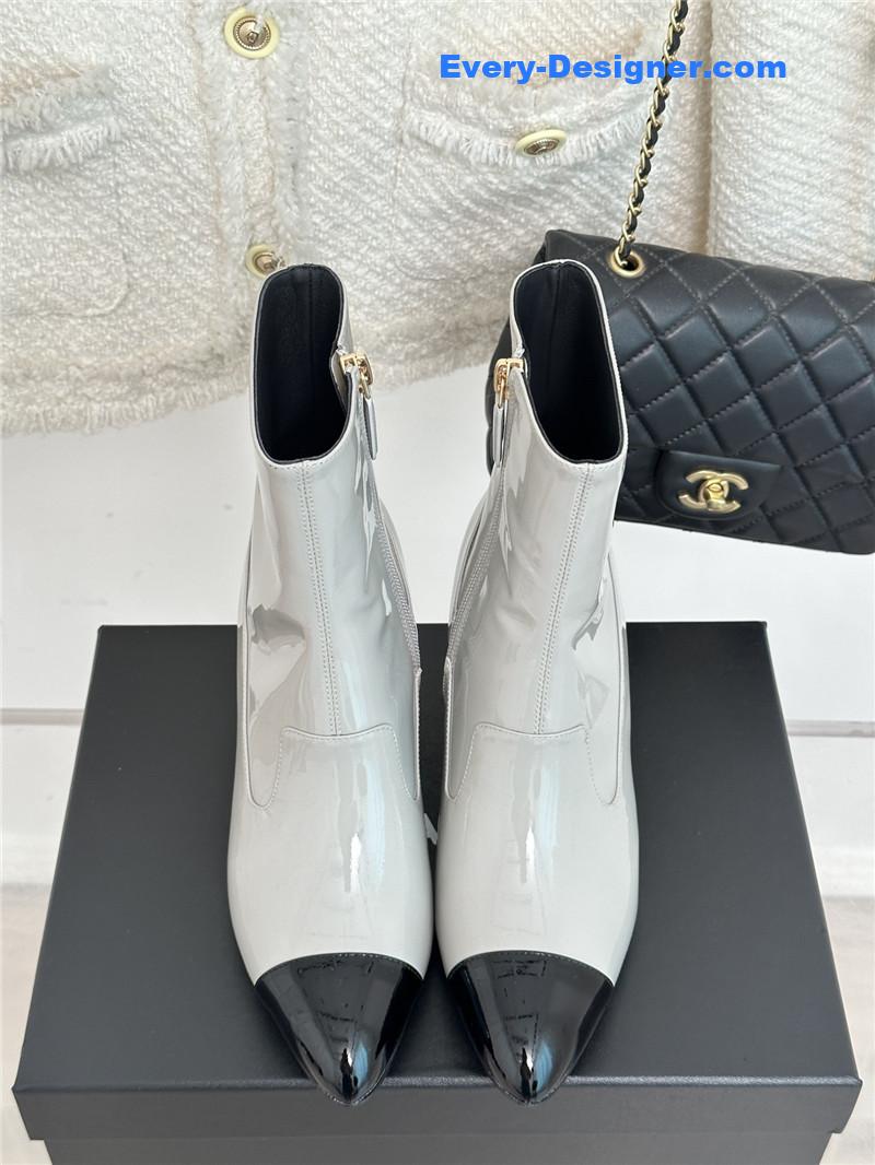 CC double C pointed chunky heel ankle boots