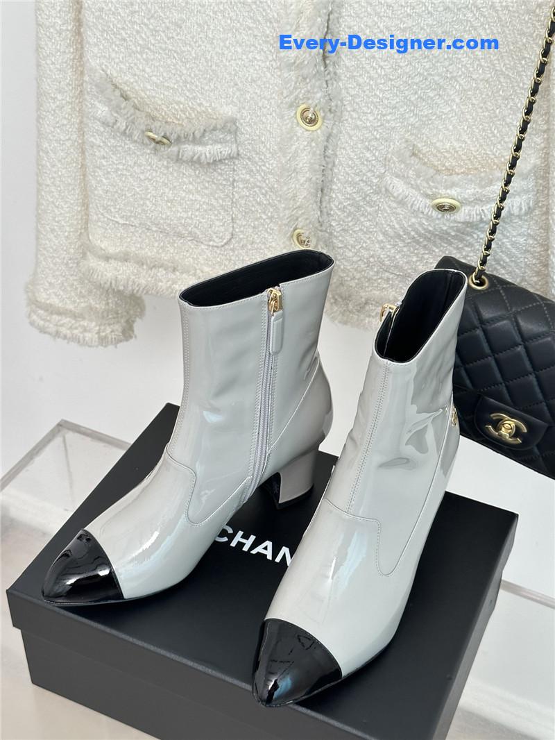 CC double C pointed chunky heel ankle boots