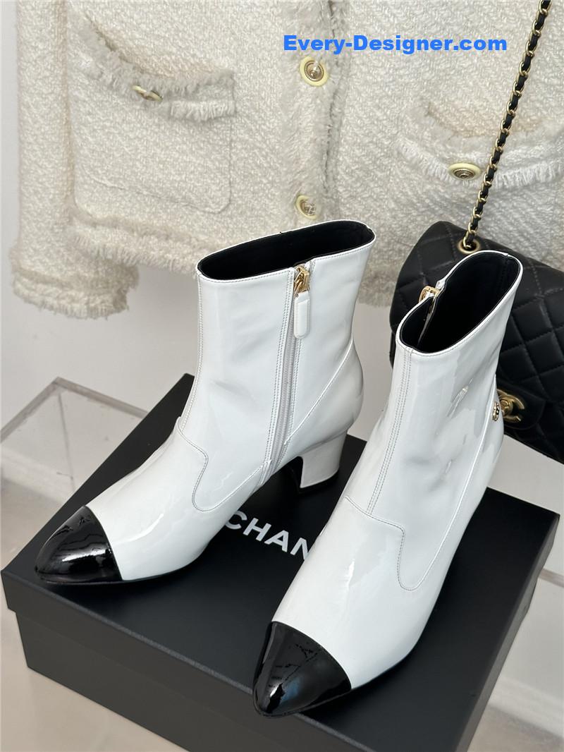 CC double C pointed chunky heel ankle boots