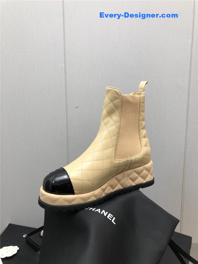 CC new rhombus thick-soled elastic ankle boots