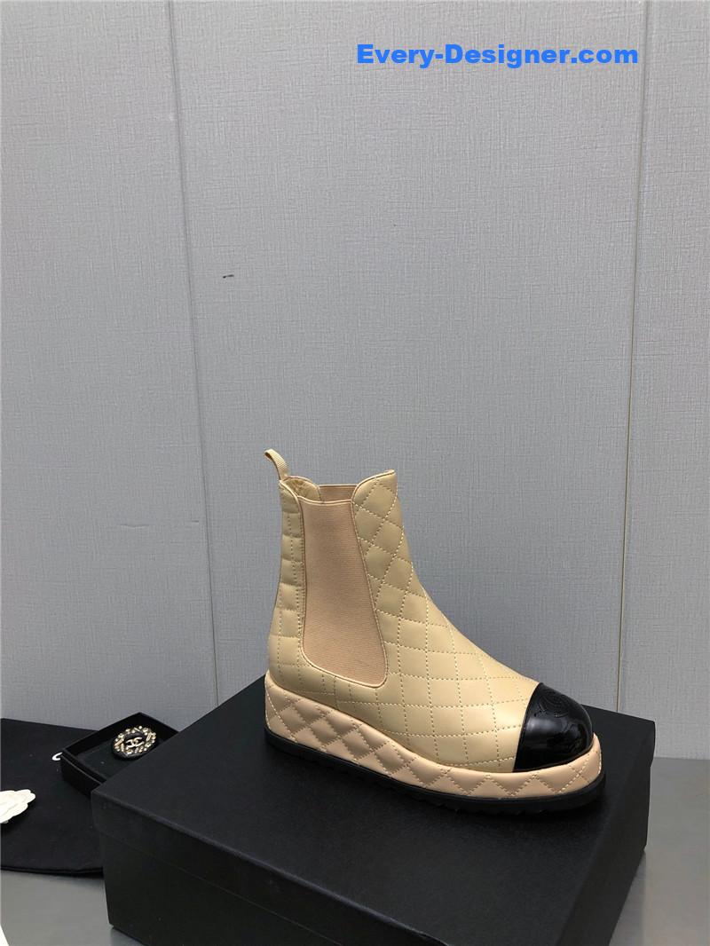 CC new rhombus thick-soled elastic ankle boots