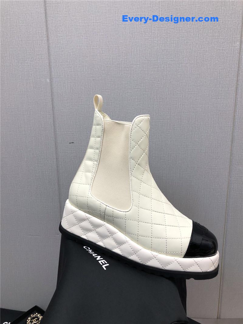 CC new rhombus thick-soled elastic ankle boots