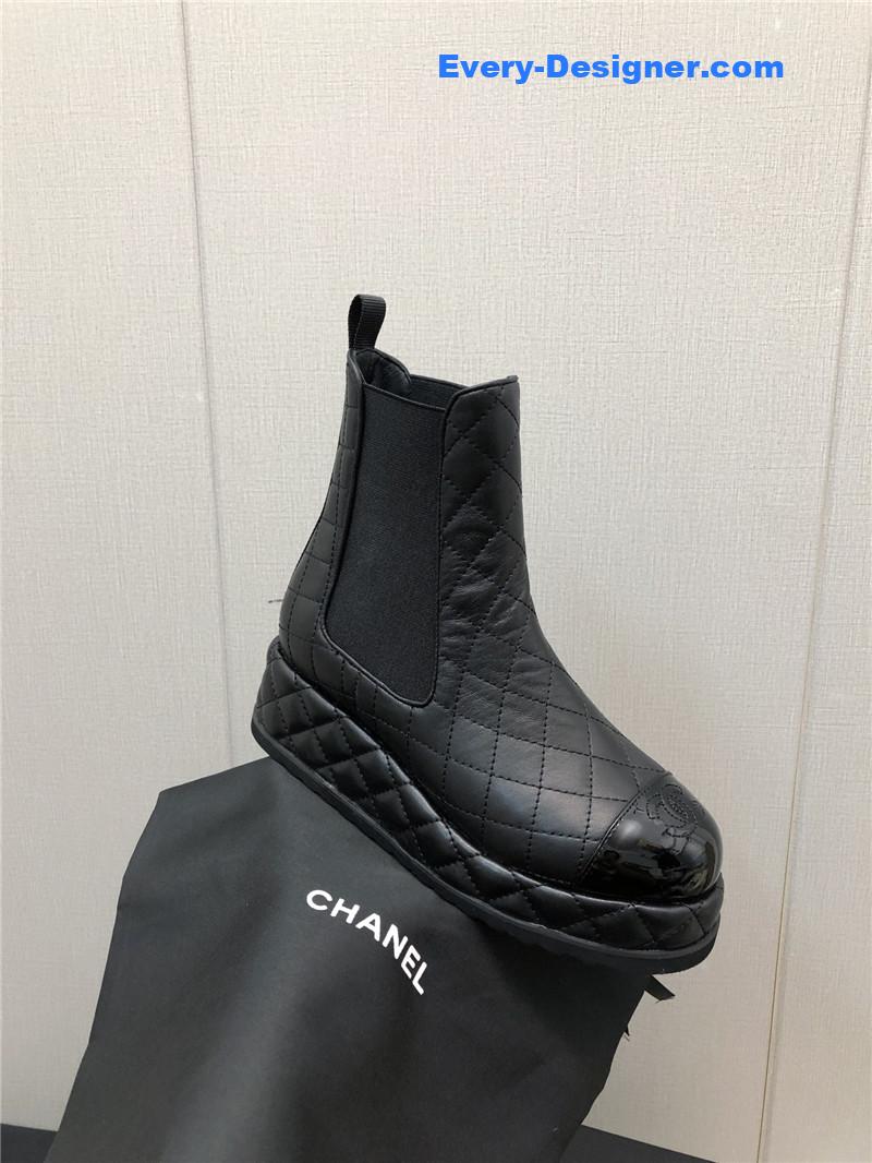 CC new rhombus thick-soled elastic ankle boots