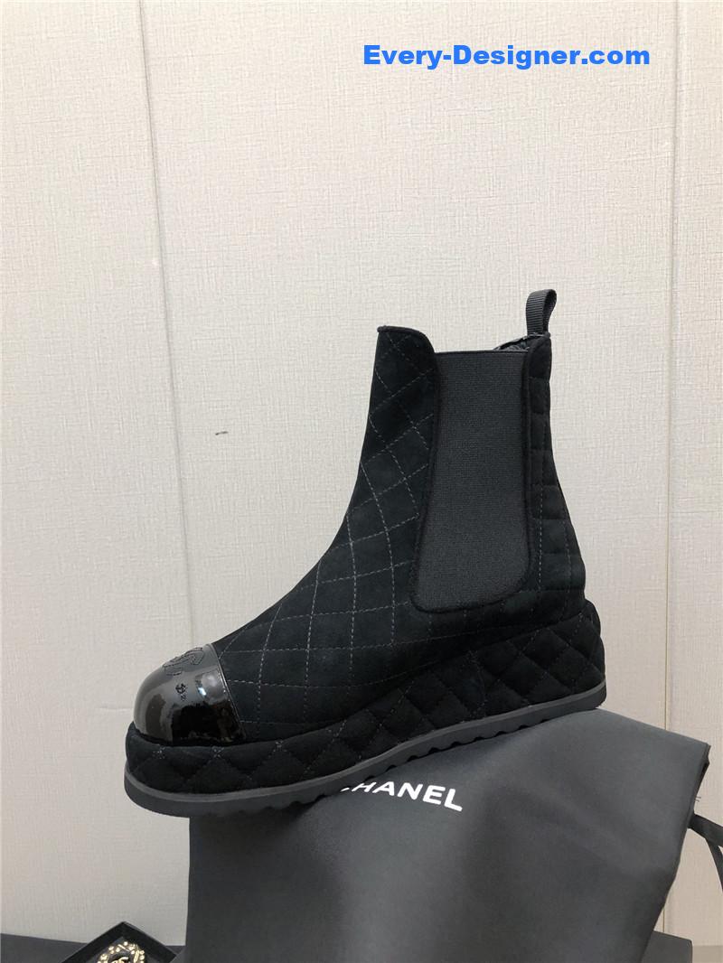 CC new rhombus thick-soled elastic ankle boots