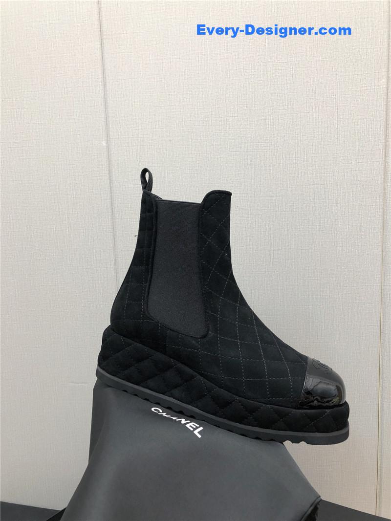 CC new rhombus thick-soled elastic ankle boots