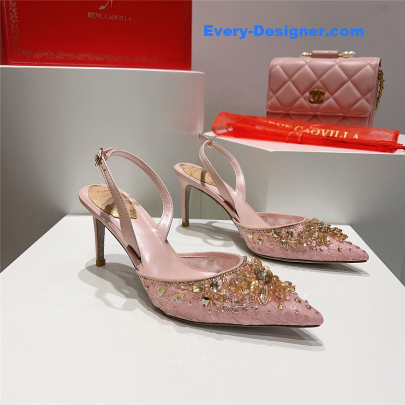 rene caovilla crystal jeweled silk heels