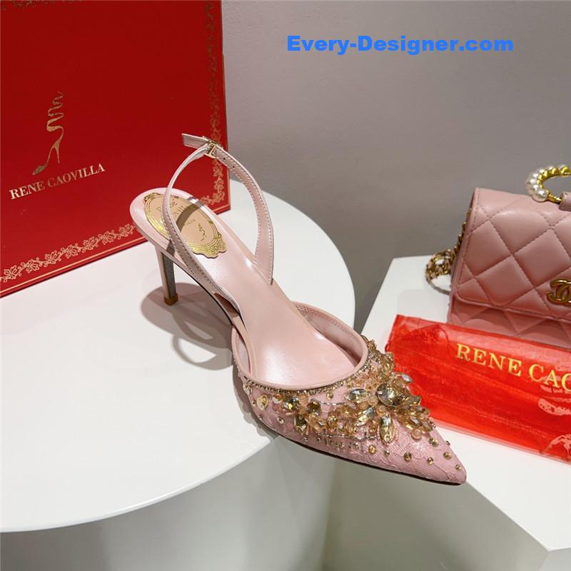rene caovilla crystal jeweled silk heels