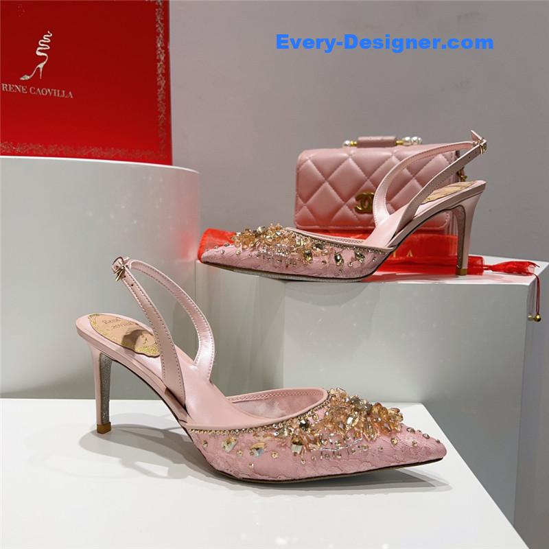rene caovilla crystal jeweled silk heels