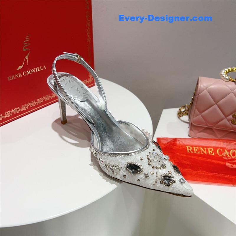rene caovilla crystal jeweled silk heels