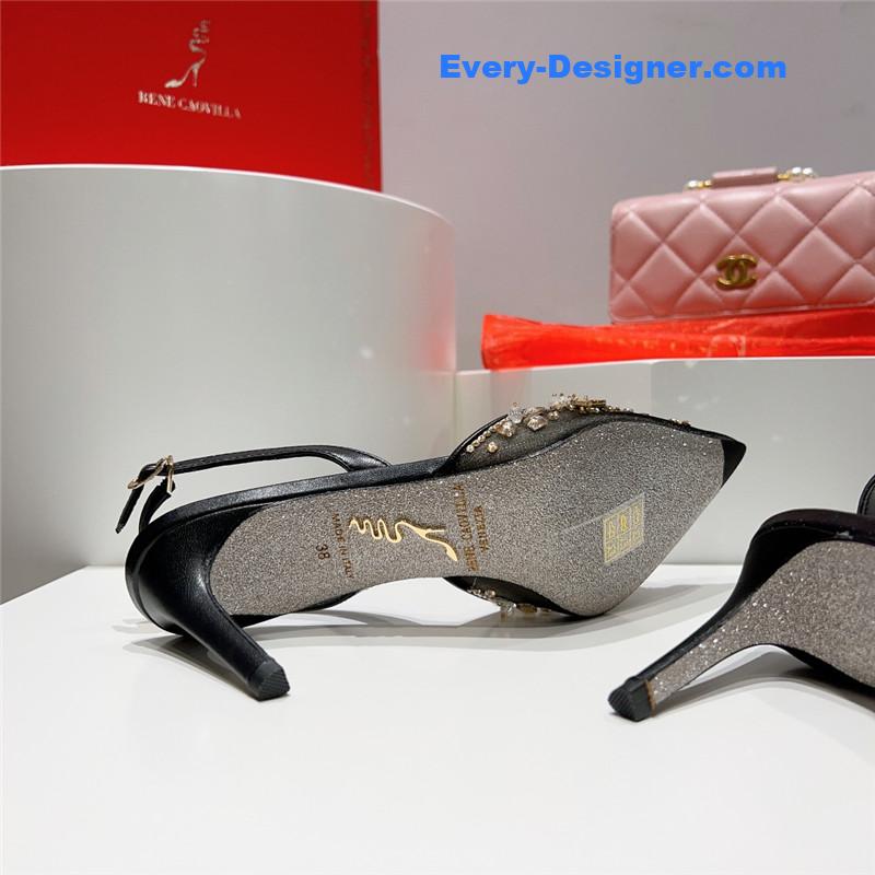 rene caovilla crystal jeweled silk heels