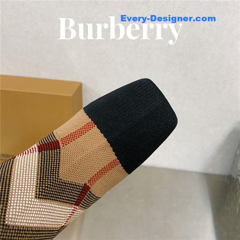Bv*b*rry square-toe stiletto checked stretch-knit sock boots