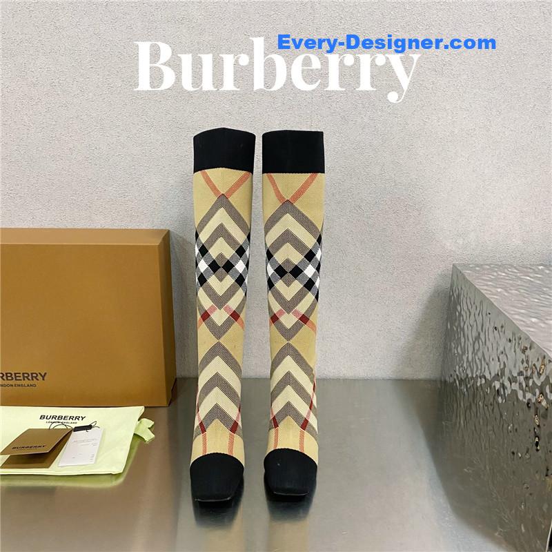 Bv*b*rry classic check high-heeled sock boots