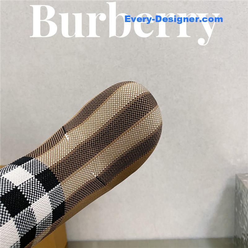 Bv*b*rry square-toe stiletto checked stretch-knit sock boots