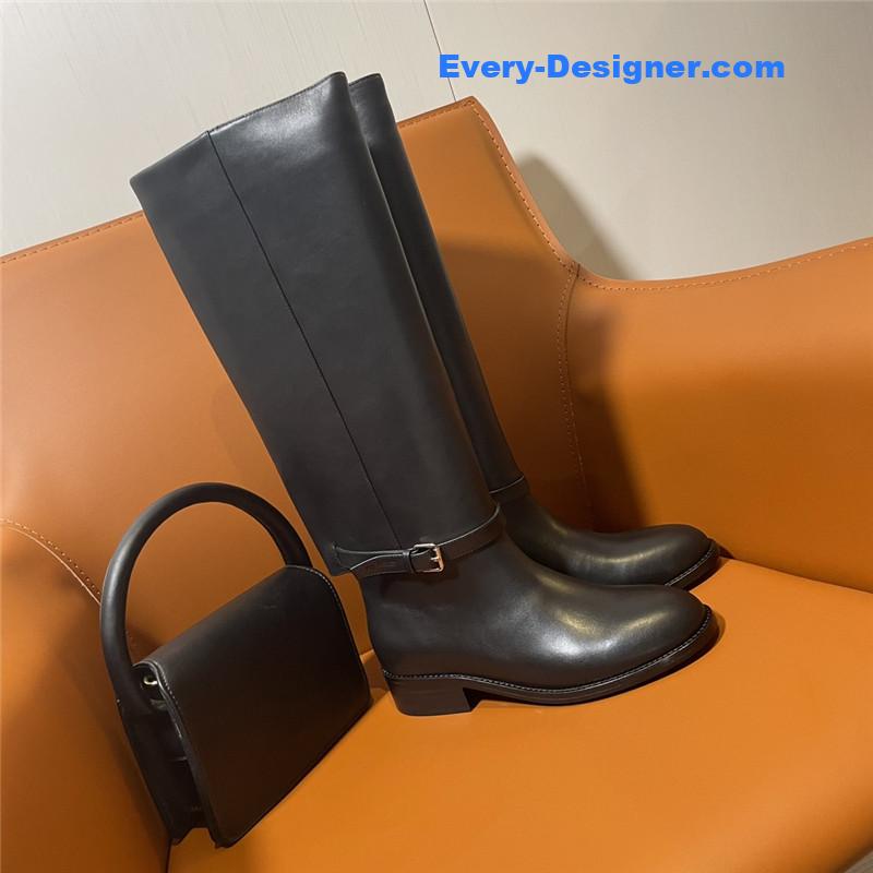 Bv*b*rry black knee-high leather riding boots