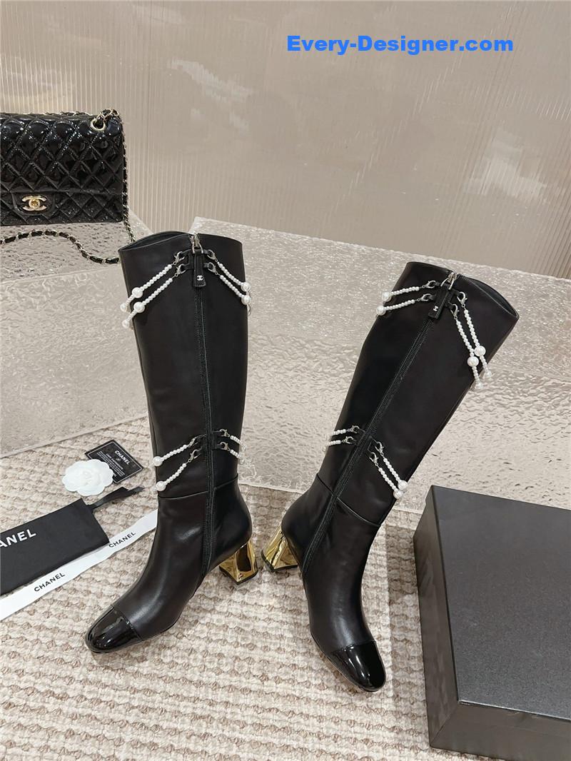 CC pearl accessories high heel boots