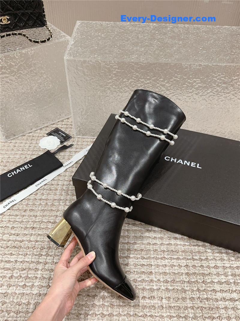 CC pearl accessories high heel boots