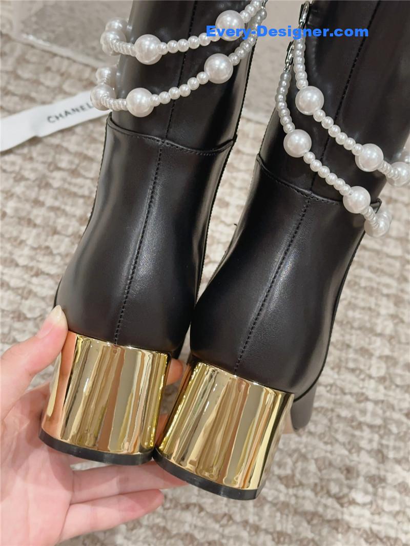 CC pearl accessories high heel boots