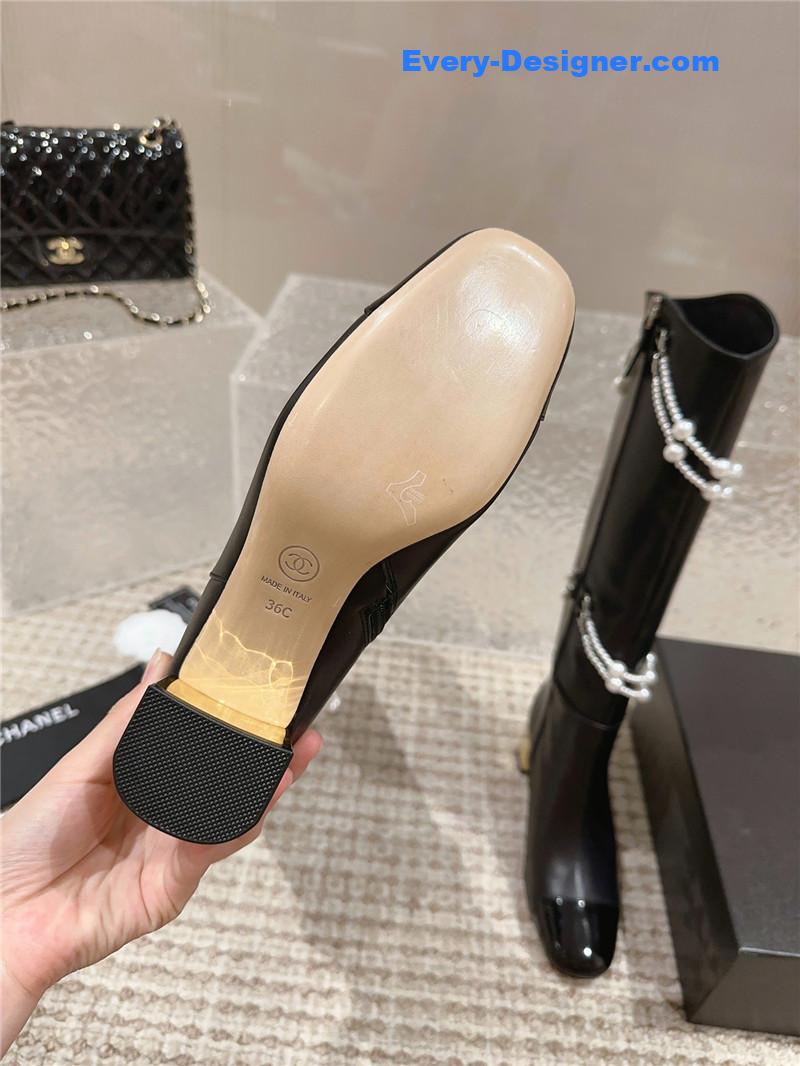 CC pearl accessories high heel boots
