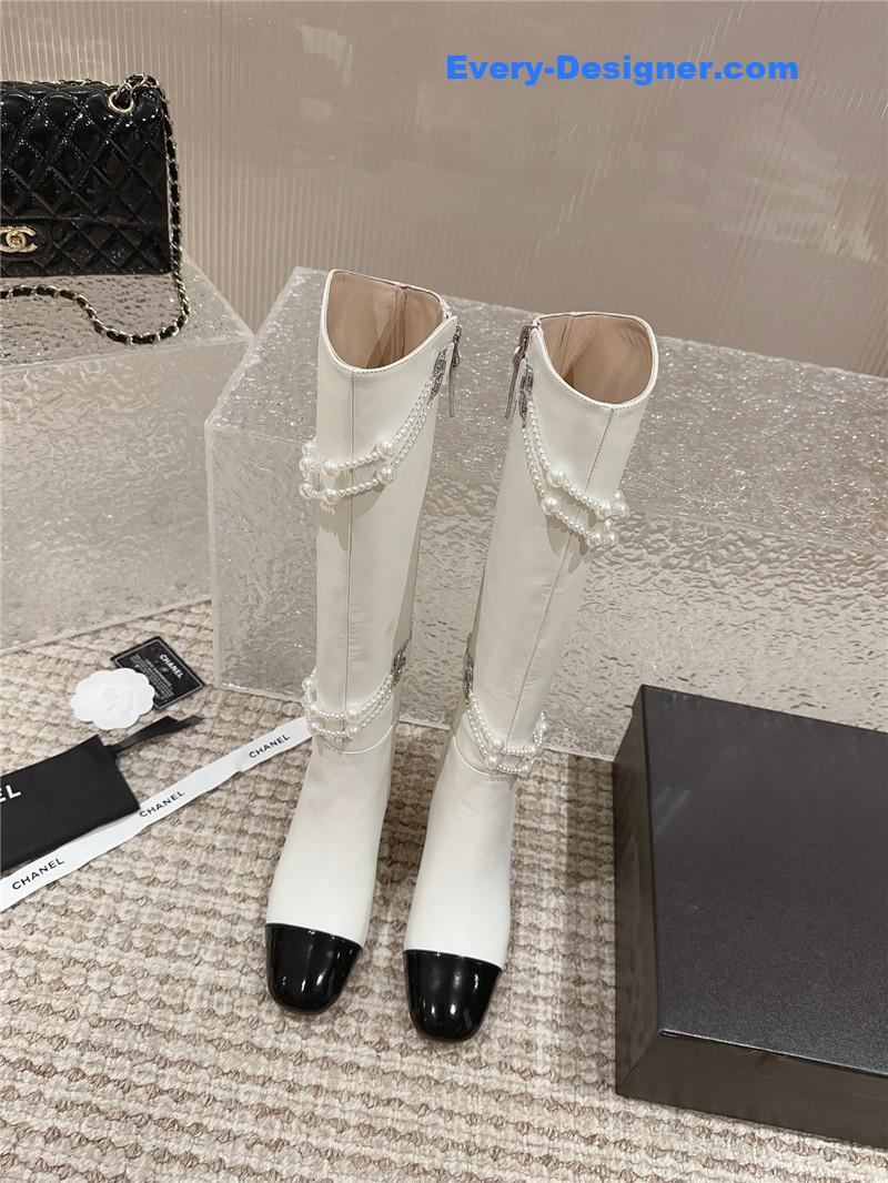CC pearl accessories high heel boots