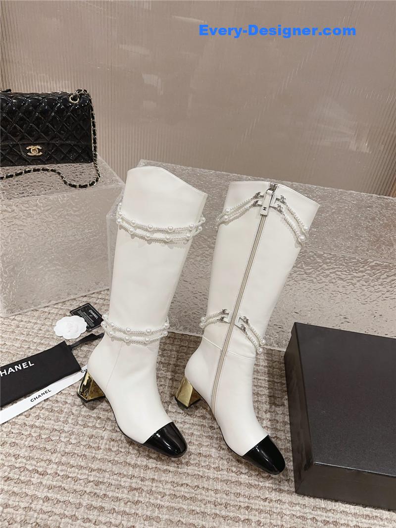 CC pearl accessories high heel boots