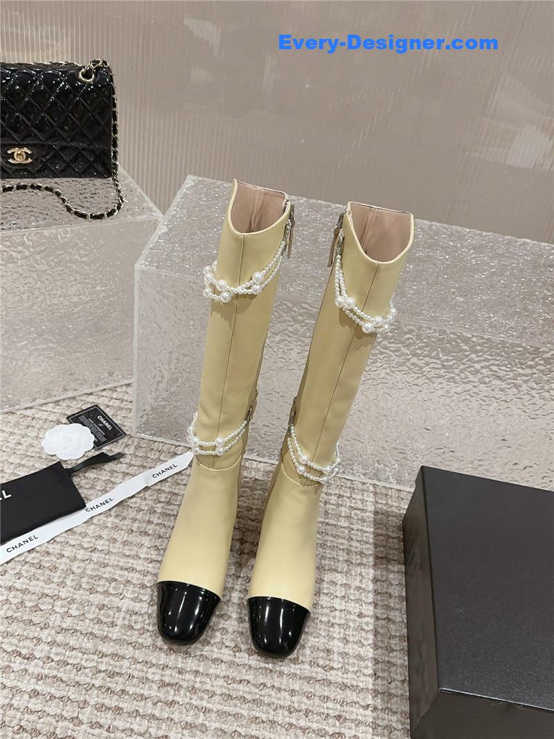 CC pearl accessories high heel boots