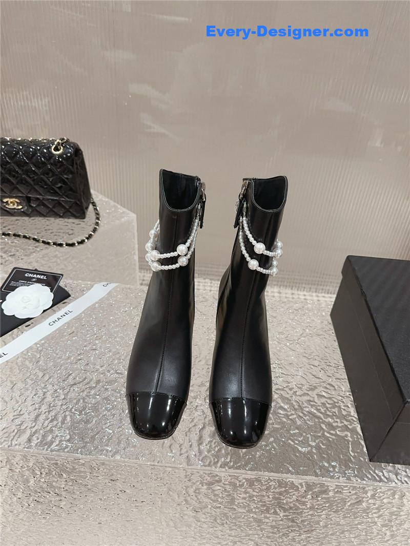 CC pearl accessories high heel boots