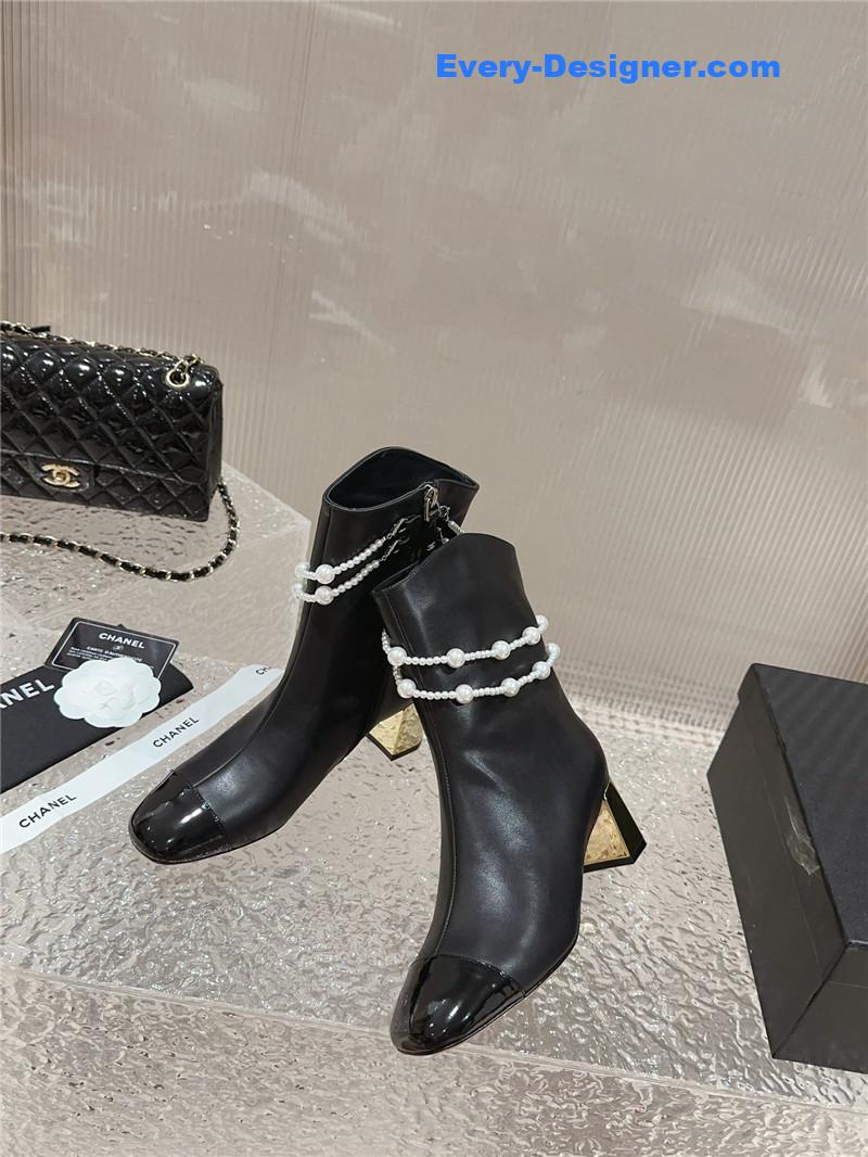CC pearl accessories high heel boots
