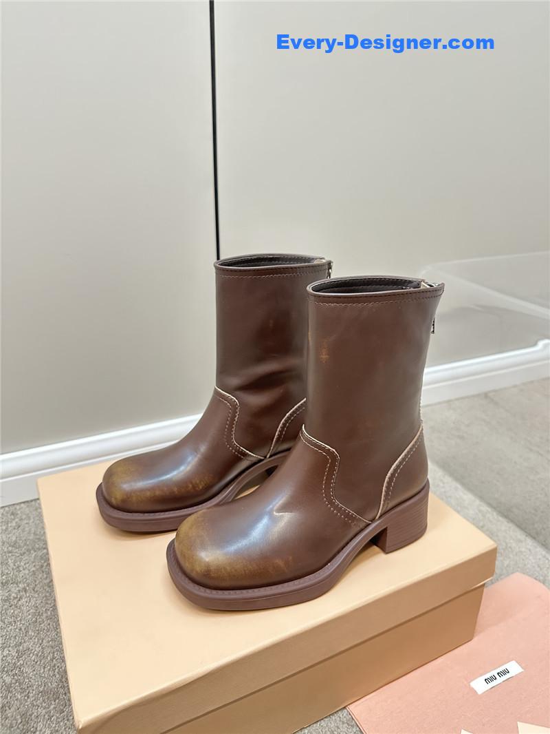 M1um1u retro color polished knight shoes