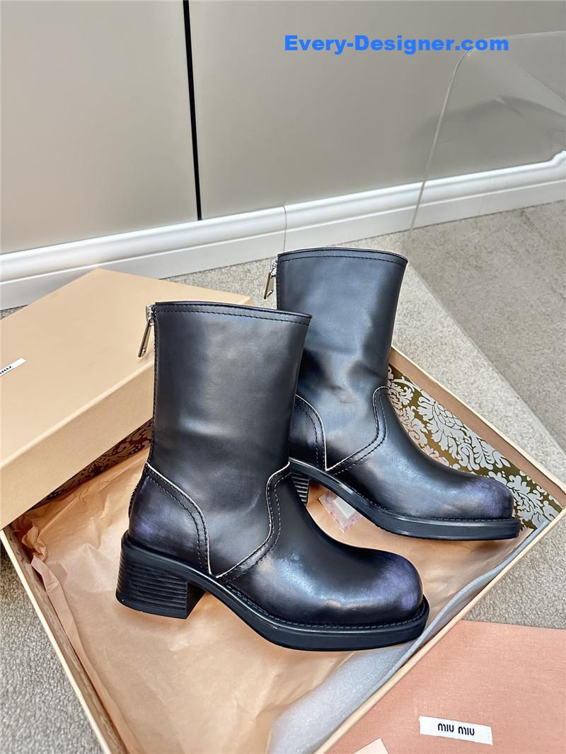 M1um1u retro color polished knight shoes
