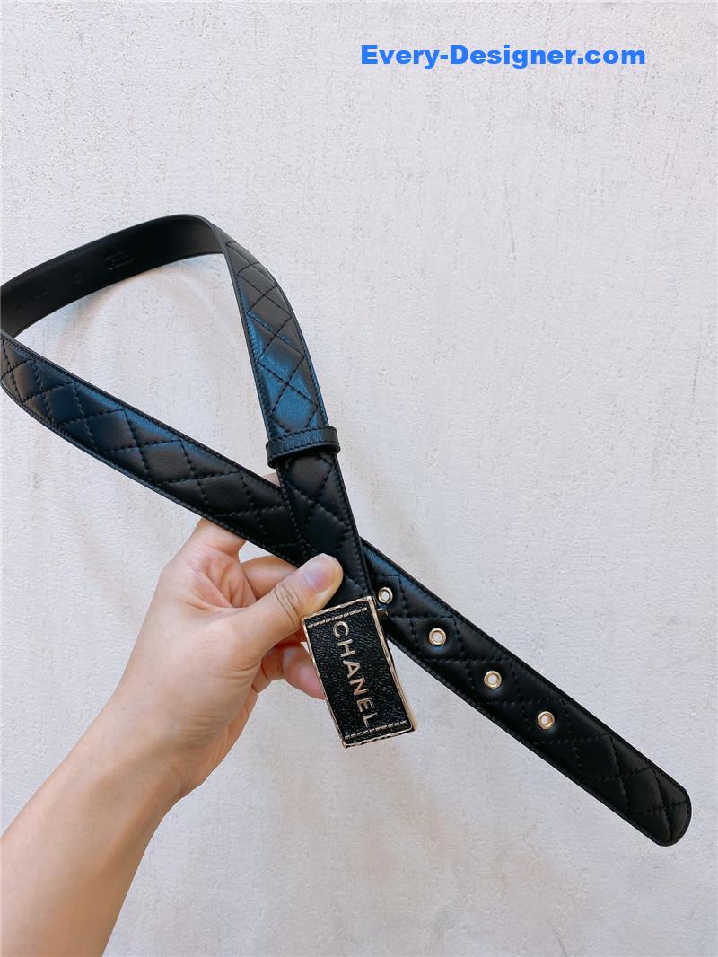 Ch**el gold metal logo buckle belt