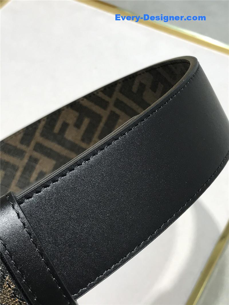 F**di belt in calfskin with printed canvas bottom