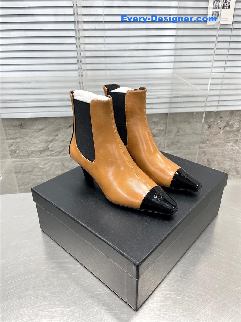 CC Classic Double C Small Square Toe Chunky Heel Boots