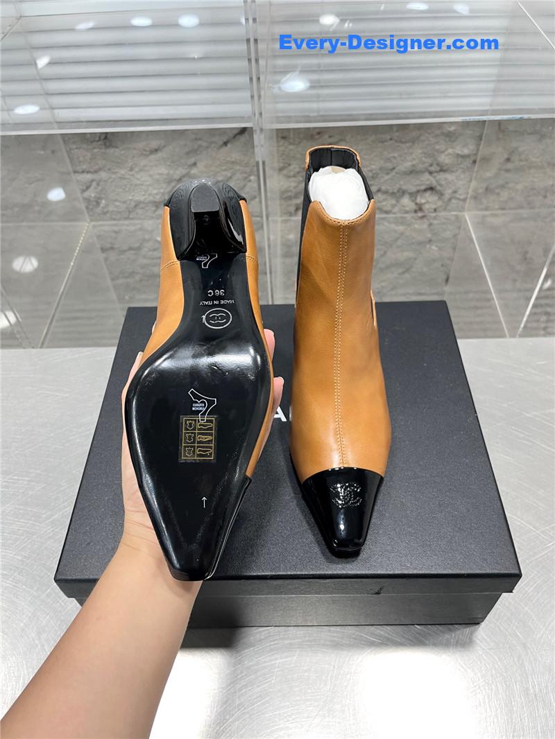 CC Classic Double C Small Square Toe Chunky Heel Boots