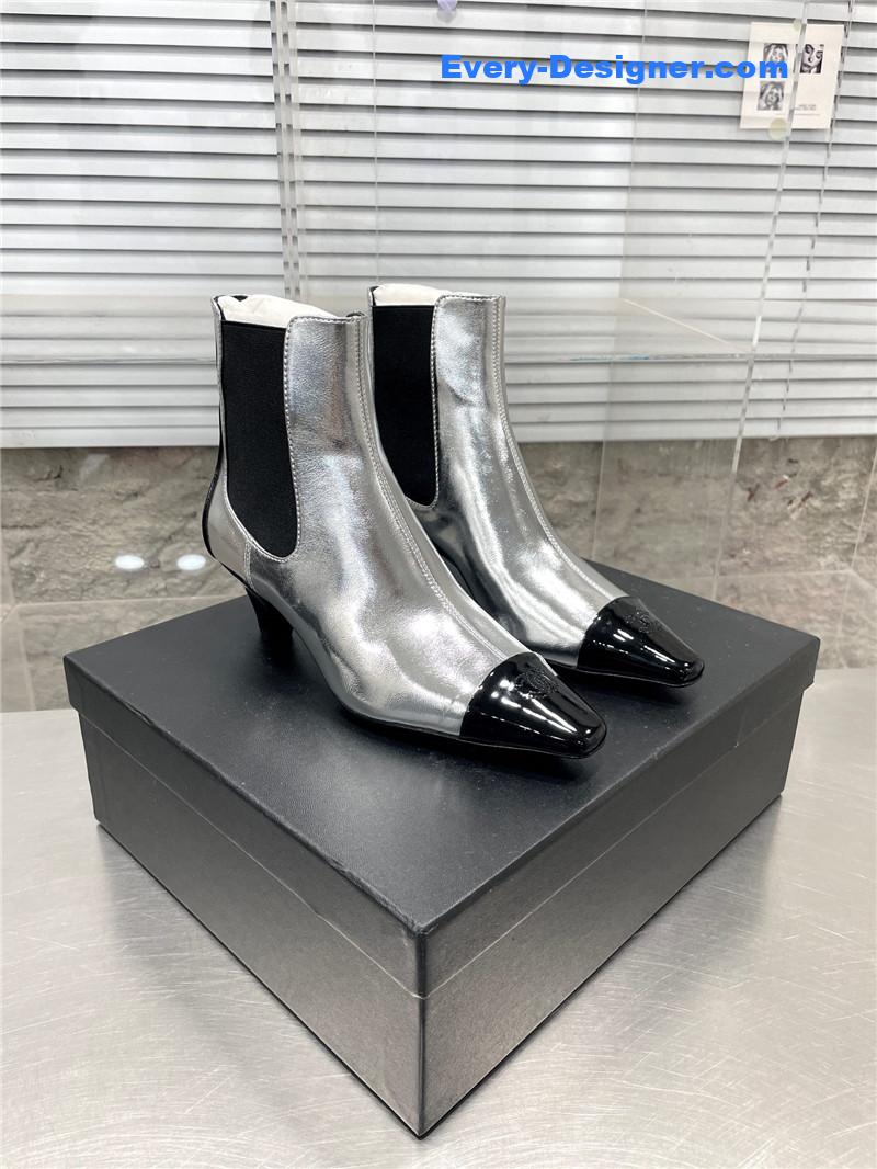 CC Classic Double C Small Square Toe Chunky Heel Boots