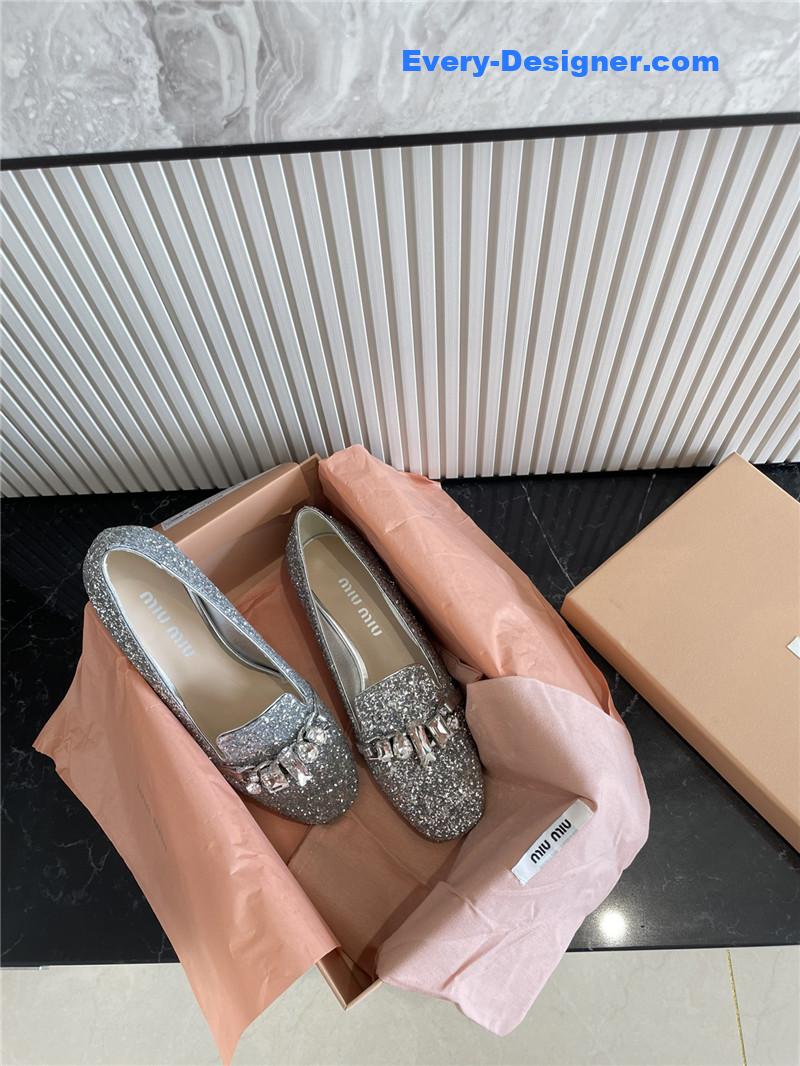m1um1u flat D1am0nd buckle loafers