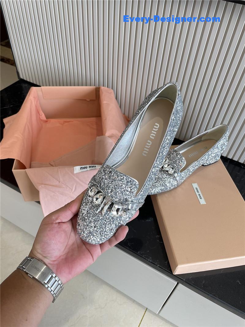 m1um1u flat D1am0nd buckle loafers