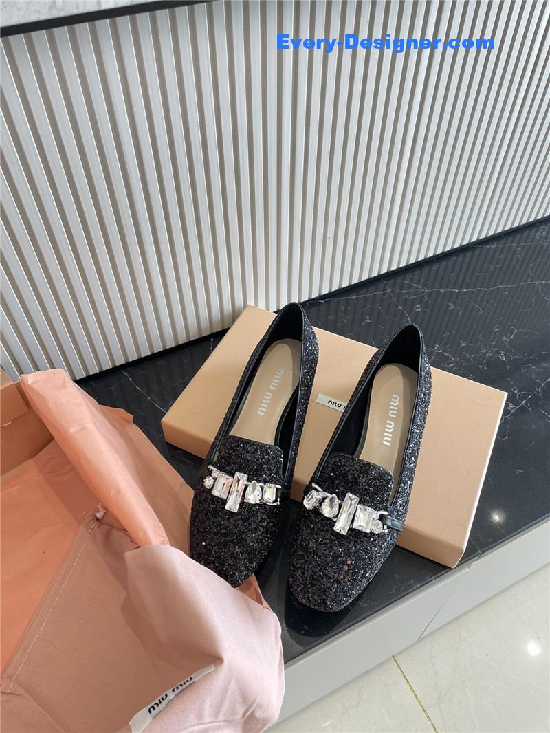 m1um1u flat D1am0nd buckle loafers