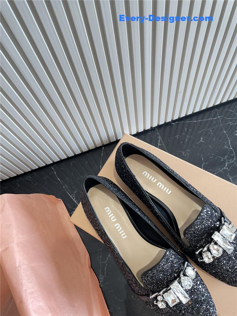 m1um1u flat D1am0nd buckle loafers